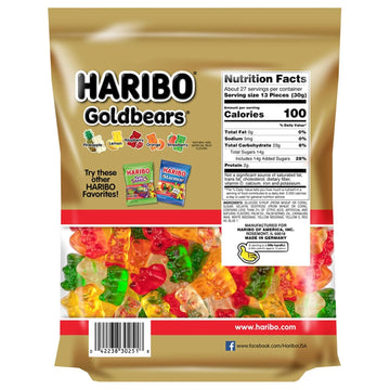 Haribo Gummi Candy Gold-Bears, 3.6 Pound RESEALABLE BAGS (2 x 28.8 Ounce)