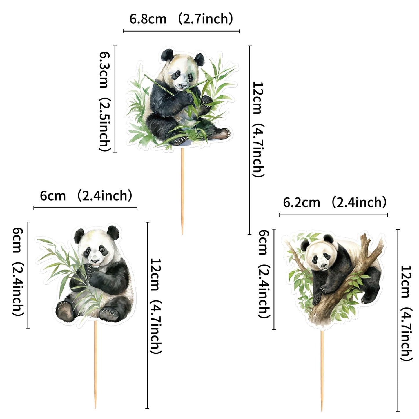Ercadio 24 Pack Panda Cupcake Toppers Panda Cupcake Picks Animal Cupcake Picks Panda Birthday Cupcake Decorations For Baby Showe