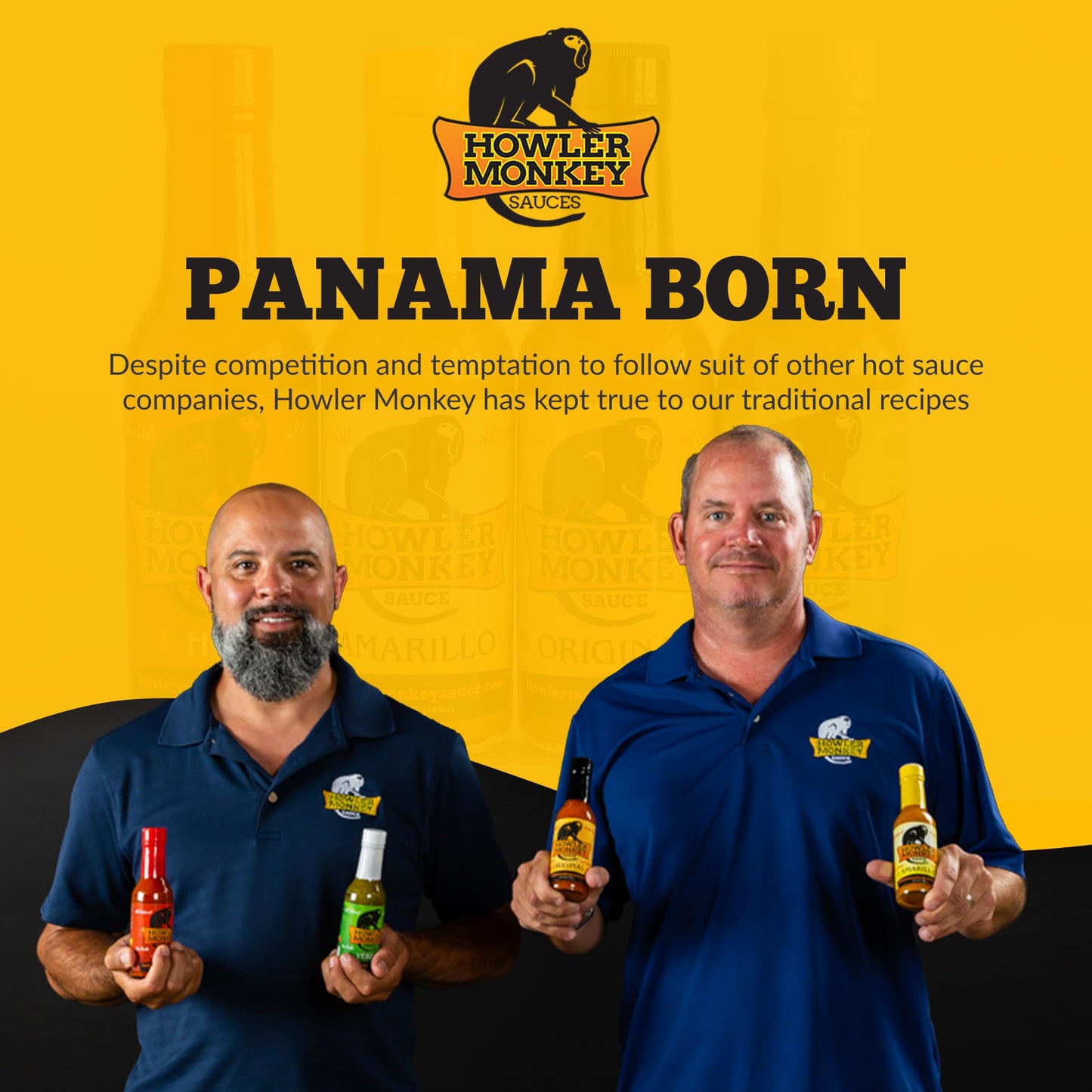 Howler Monkey Sauce Amarillo - Panama Style Hot Sauce - Gluten-Free, No Carbs, Low Sodium - No Thickeners, Preservatives, Or Add