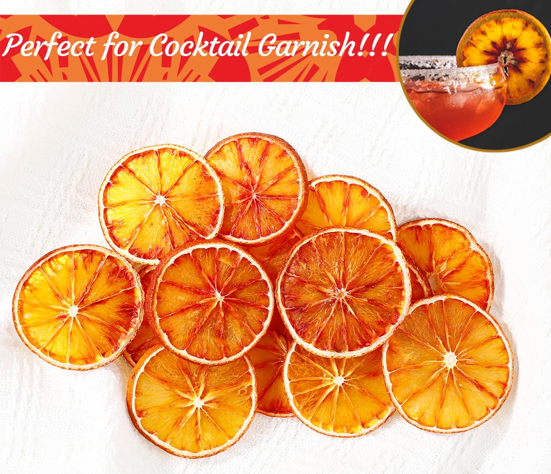 ULTHMOK Dried Blood Orange Slices, Culinary Grade, 5 Oz/142g, 100% Natural, No Sugar Added, Dehydrated Garnish for Cocktails and Decoration