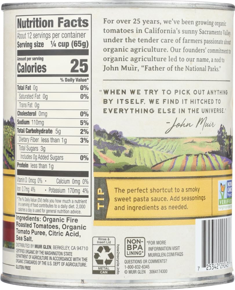 Muir Glen Fire Roasted Crushed Tomatoes, 28.0 Ounce (Pack Of 6)