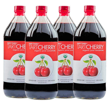 Tahiti Trader Tart Cherry Juice Concentrate - Ready To Drink Organic Superfood Promoting Immune Support & Overall Health - Pure, Unsweetened Fruit Juice - (32 Oz, 4 Pack)