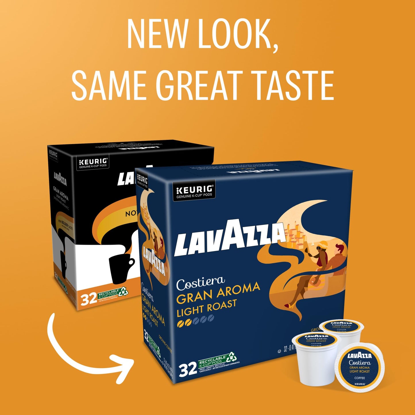 Lavazza Gran Aroma Single Serve Coffee K-Cups Pods For Keurig Brewer, 32 Count