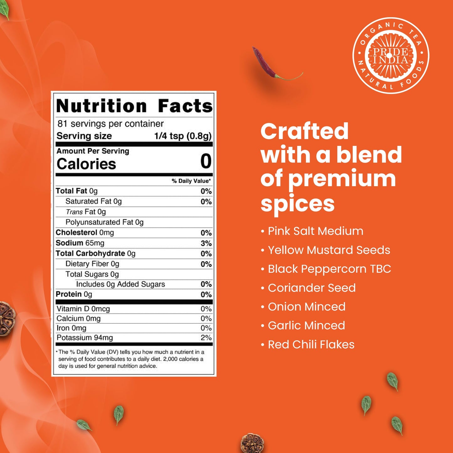 Pride Of India Everyday Seasoning 2.3 Oz (65 Gm) W/ Convenient Grinder Cap Tangy Spicy All Purpose Mixes |Himalayan Pink Salt Ga