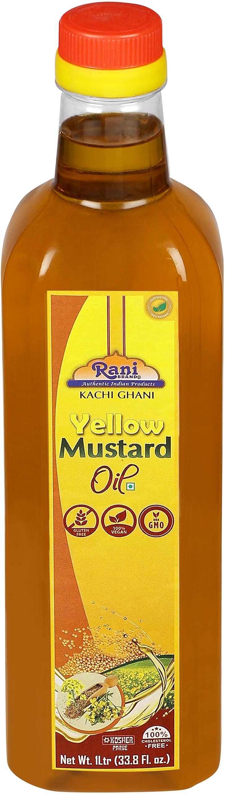 Rani Yellow Mustard Oil (Kachi Ghani) 33.8 Ounce (1 Liter) Non-Gmo | Gluten Free | Vegan | 100% Natural | Kosher