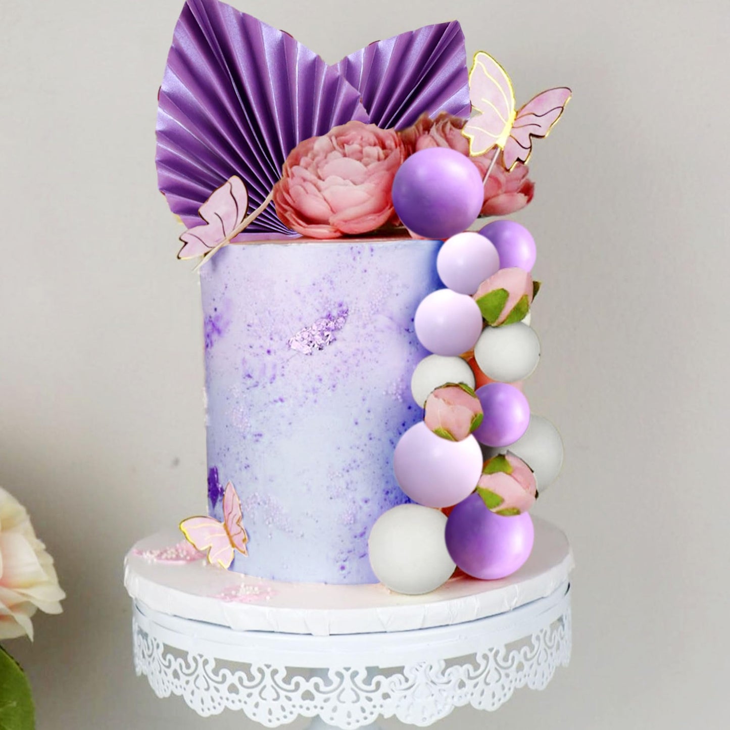 Purple Cake Decoration Lavender Purple Balls Cake Topper Baby Shower Cake Decoration For Wedding Bridal Shower Birthday