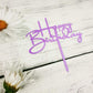 Happy Birthday Cake Topper For Birthday Party Decorations - Purple Acrylic