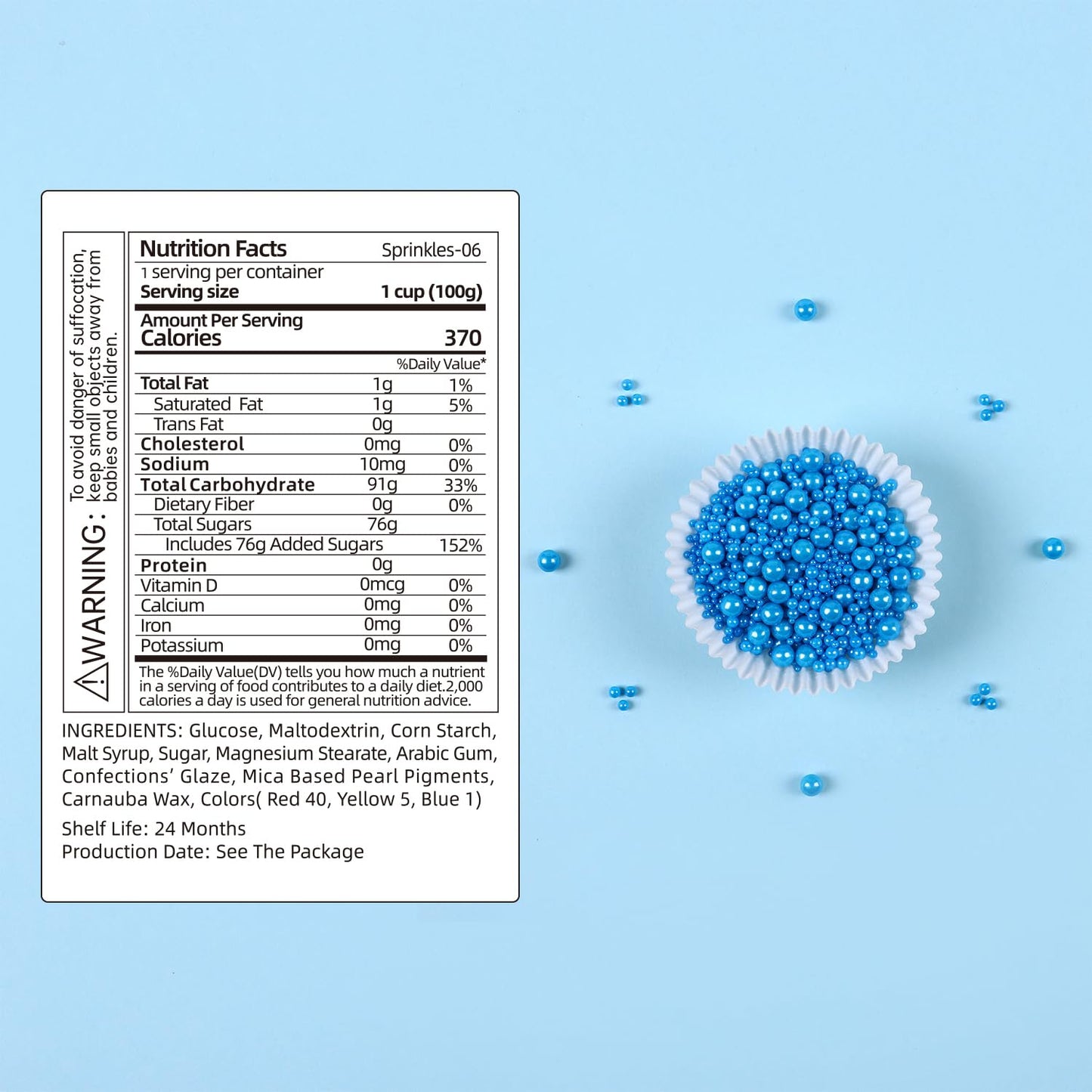 Cobakey Blue Sprinkles For Cake Decorations 3.52 Ounce Edible Pearl Sugar Sprinkles For Cupcake Toppers Wedding Party Valentines