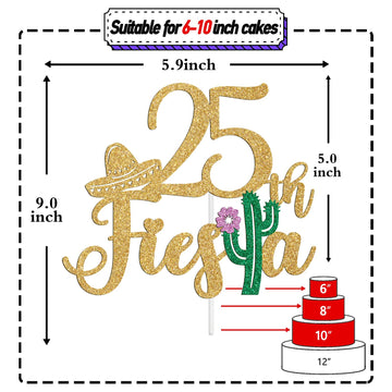 Fiesta 25Th Cake Topper, Cheers To 25 Years/Taco Bout 25 Cake Decor, Tropical Hawaiian Mexican Summer Themed Happy 25Th Birthday