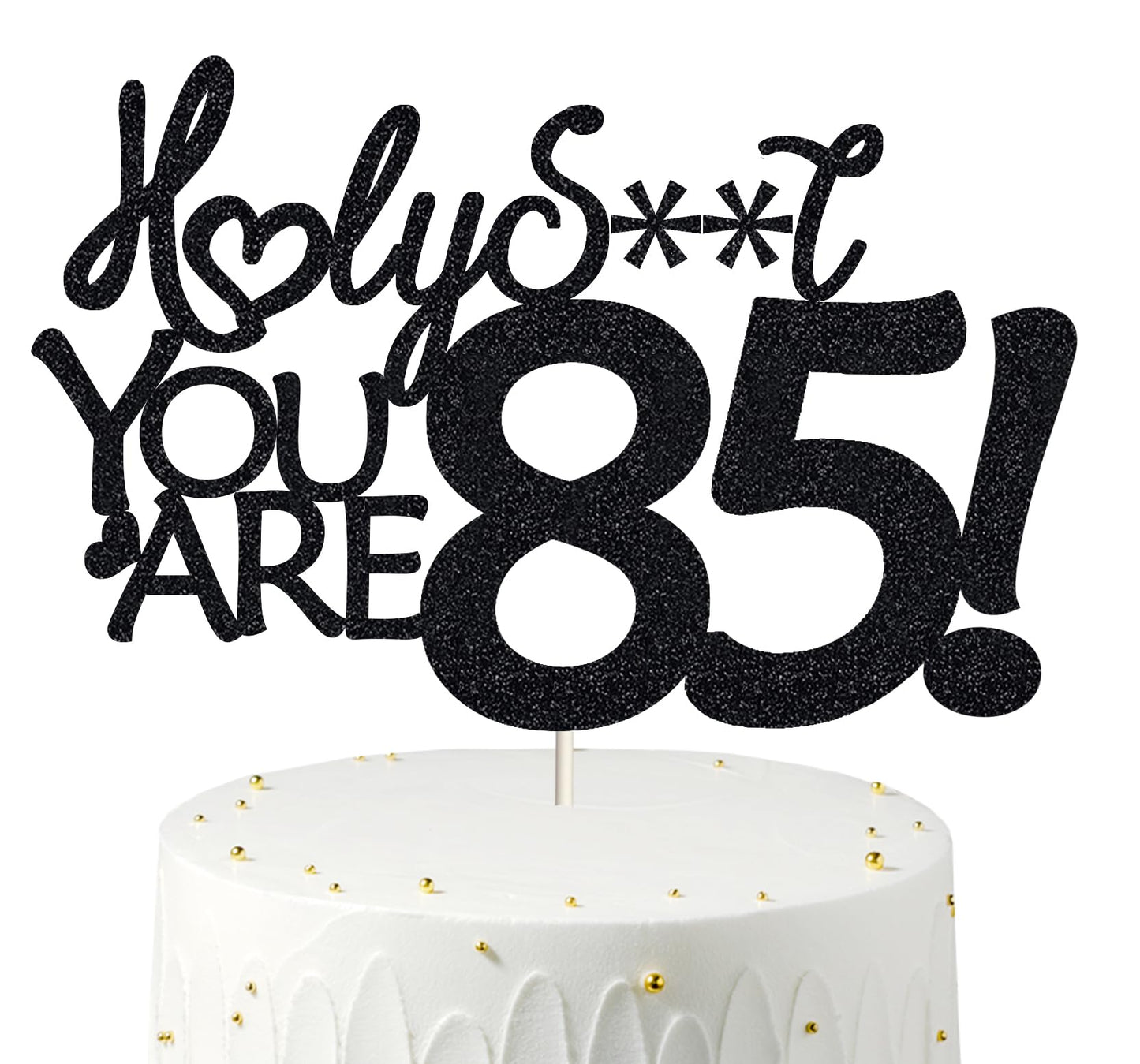Happy 85th Birthday Cake Topper 85 Birthday Cake Toppers-Black Glitter, Funny 85th Cake Topper for Men For Women, 85th birthday 