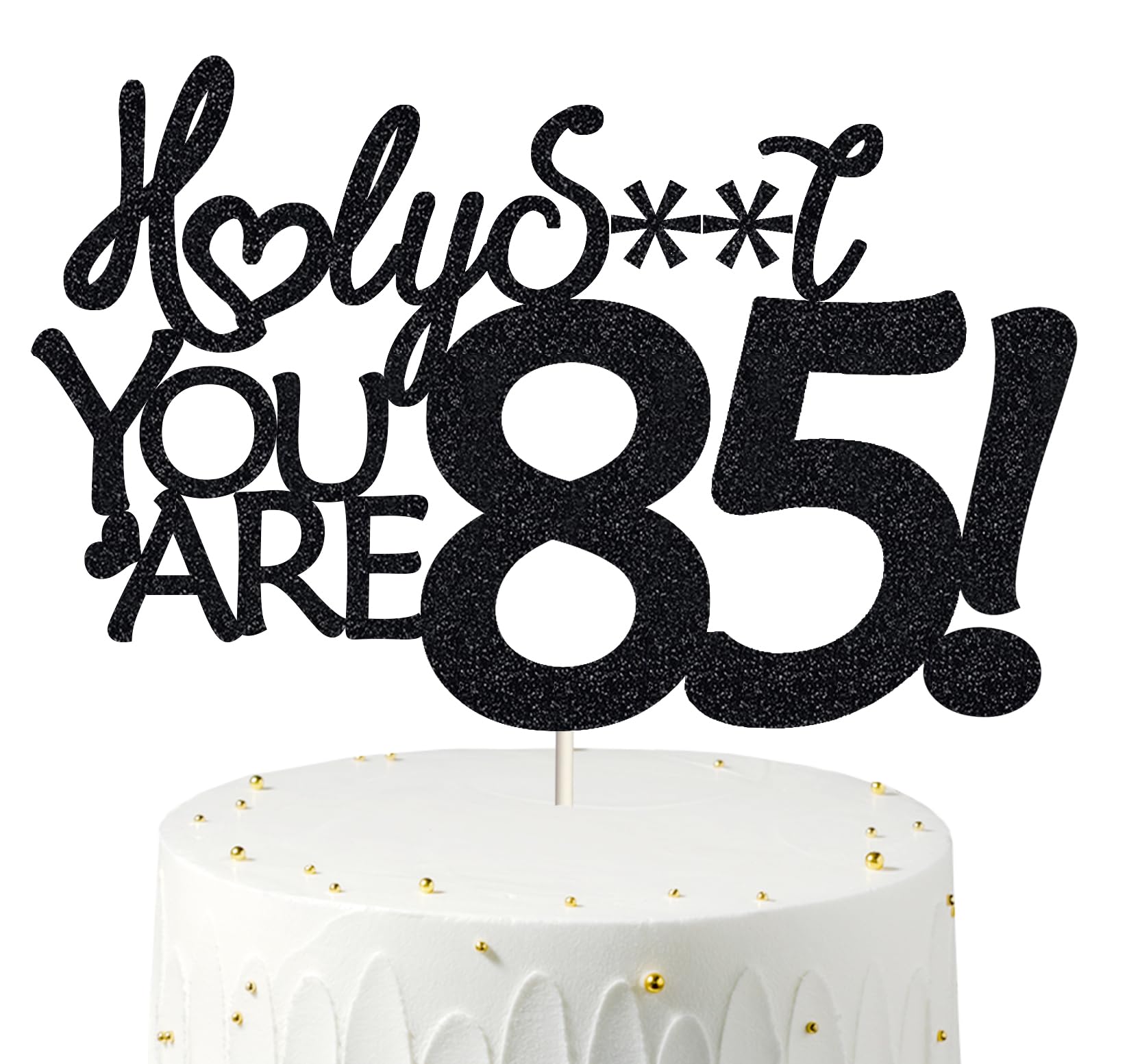 Happy 85th Birthday Cake Topper 85 Birthday Cake Toppers-Black Glitter, Funny 85th Cake Topper for Men For Women, 85th birthday 