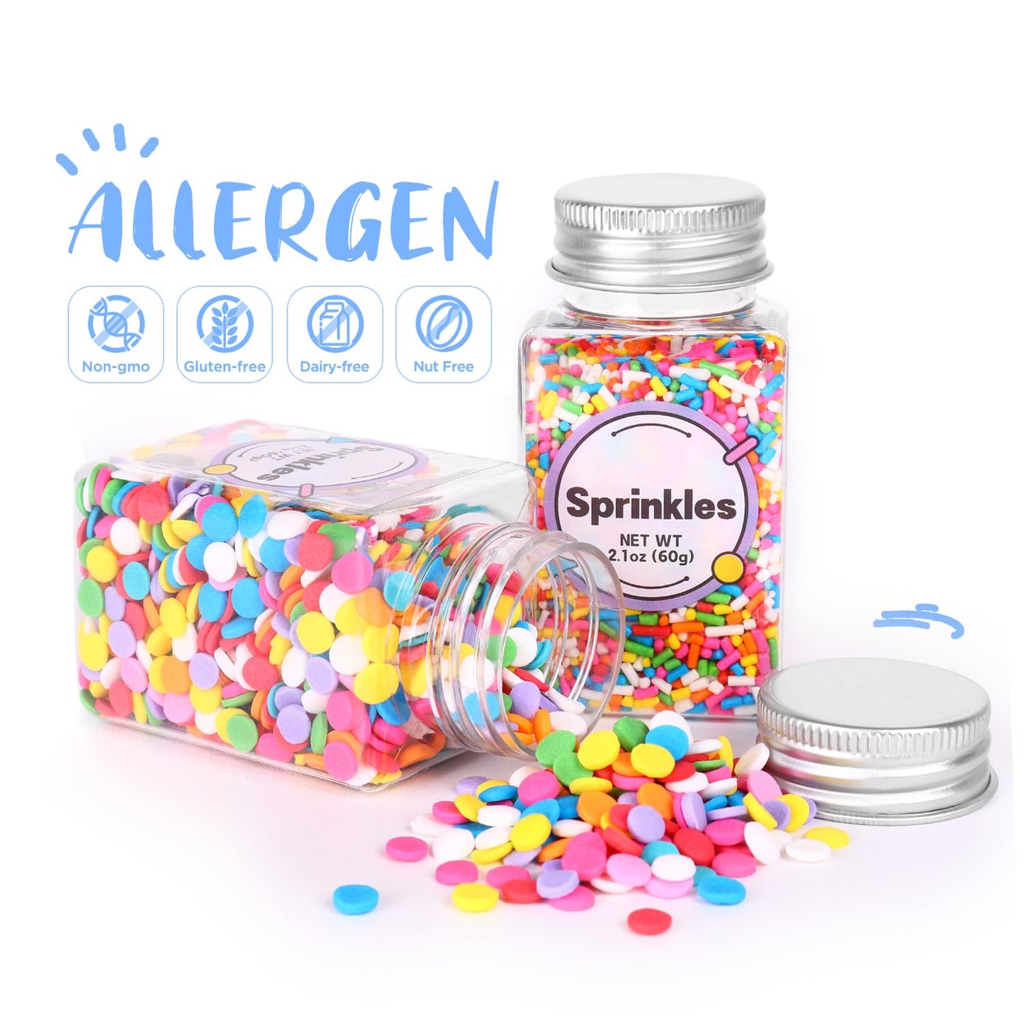 Rainbow Sprinkles, Confetti Sprinkles, Round Sprinkles, Rainbow Sprinkles For Cake Decorating, Chocolate, Cupcake, Candy Sprinkl