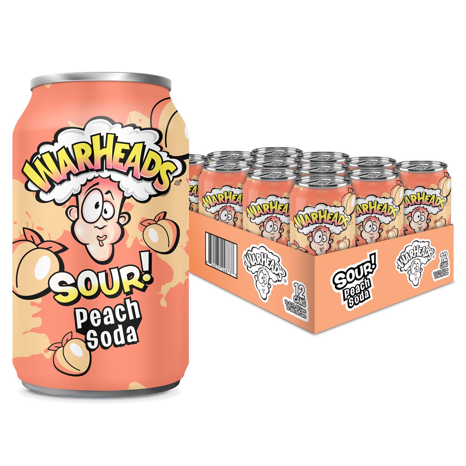 Sour Fruity Soda With Classic Warheads Flavors - Perfectly Balanced Sweet And Sour Soda - Warheads Candy Throwback Treat, Soda,