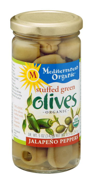 Mediterranean Organic Olives Green Jalapeno Stuffed 8.5 Ounce