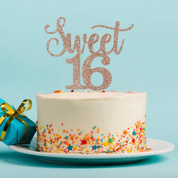 Sweet 16 Cake Toppers Rose Gold Glitter, Sweet 16 Cake Topper, Sweet 16 Birthday Cake Topper, 16Th Birthday Cake Topper, Sweet 1