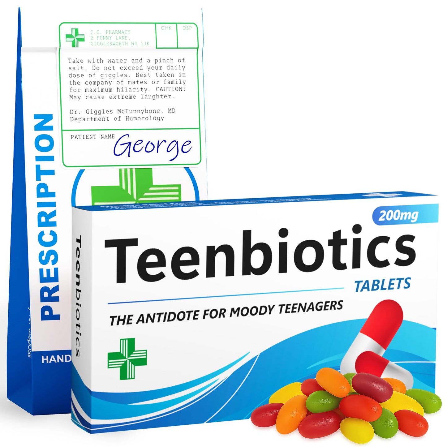 Teenbiotics Candy Joke Pill Box, Funny 13Th Birthday Gift For Girls, Teen Boy Gifts 13Th 14Th 15Th - Official Teenager Present, Tween Gift, Christmas Stocking Filler, White Elephant, Secret Santa