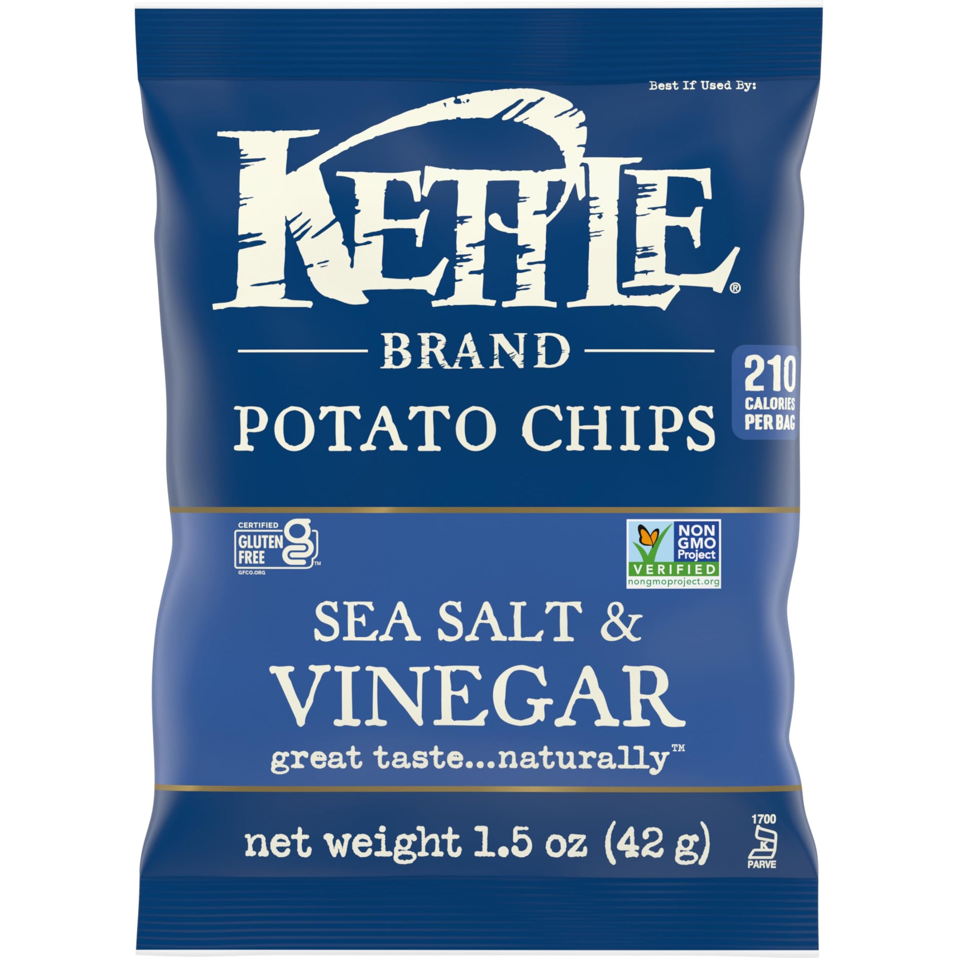 Kettle Brand Potato Chips, Sea Salt & Vinegar Kettle Chips, Snack Bag, 1.5 Oz (Pack Of 24)