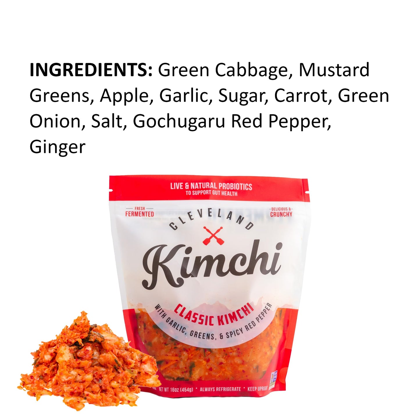 Cleveland Kitchen Classic Kimchi - Lightly Fermented Vegetables, Crunchy & Delicious with a Hint of Spicy, Live & Natural Probio