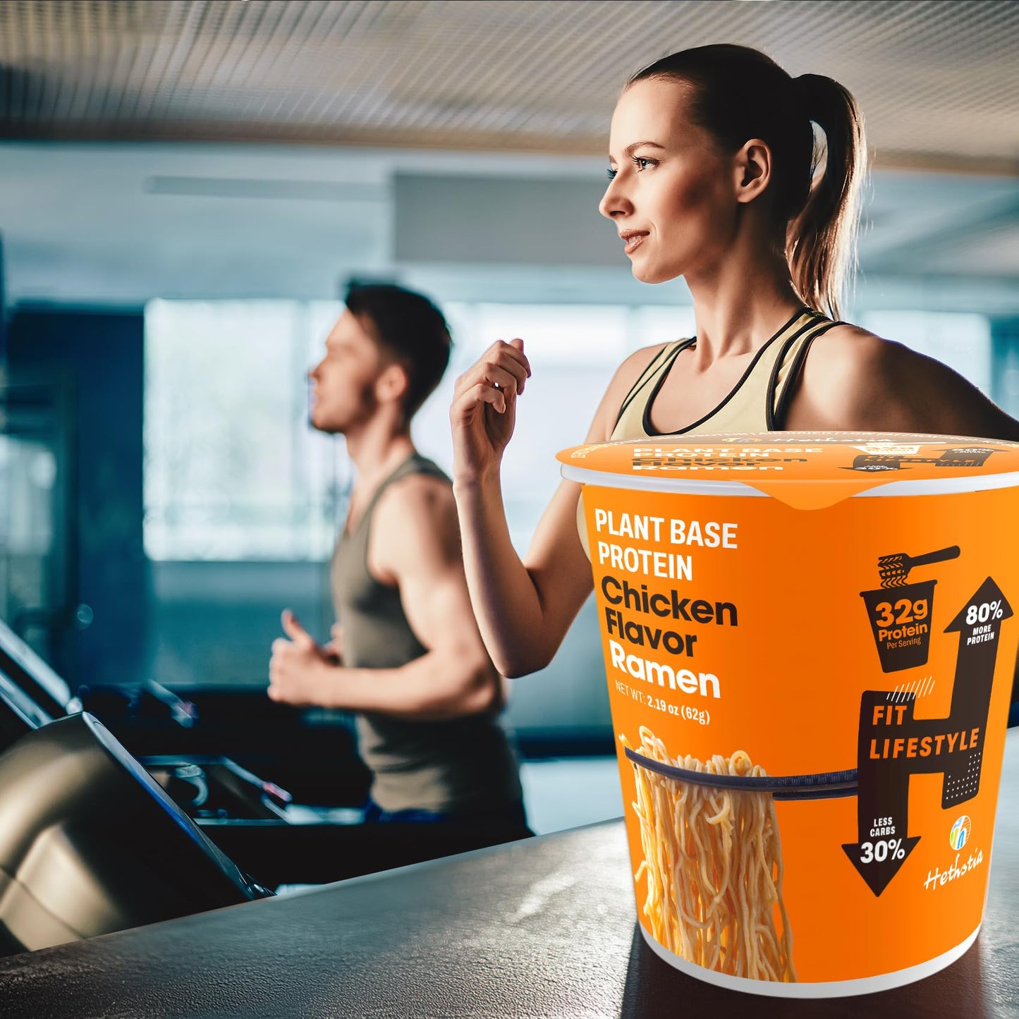 Hethstia Protein Ramen, Chicken Flavor Pre-Packaged Ramen Soup Cup, 6-Pack Instant High-Protein Noodles with 32g Plant Protein,