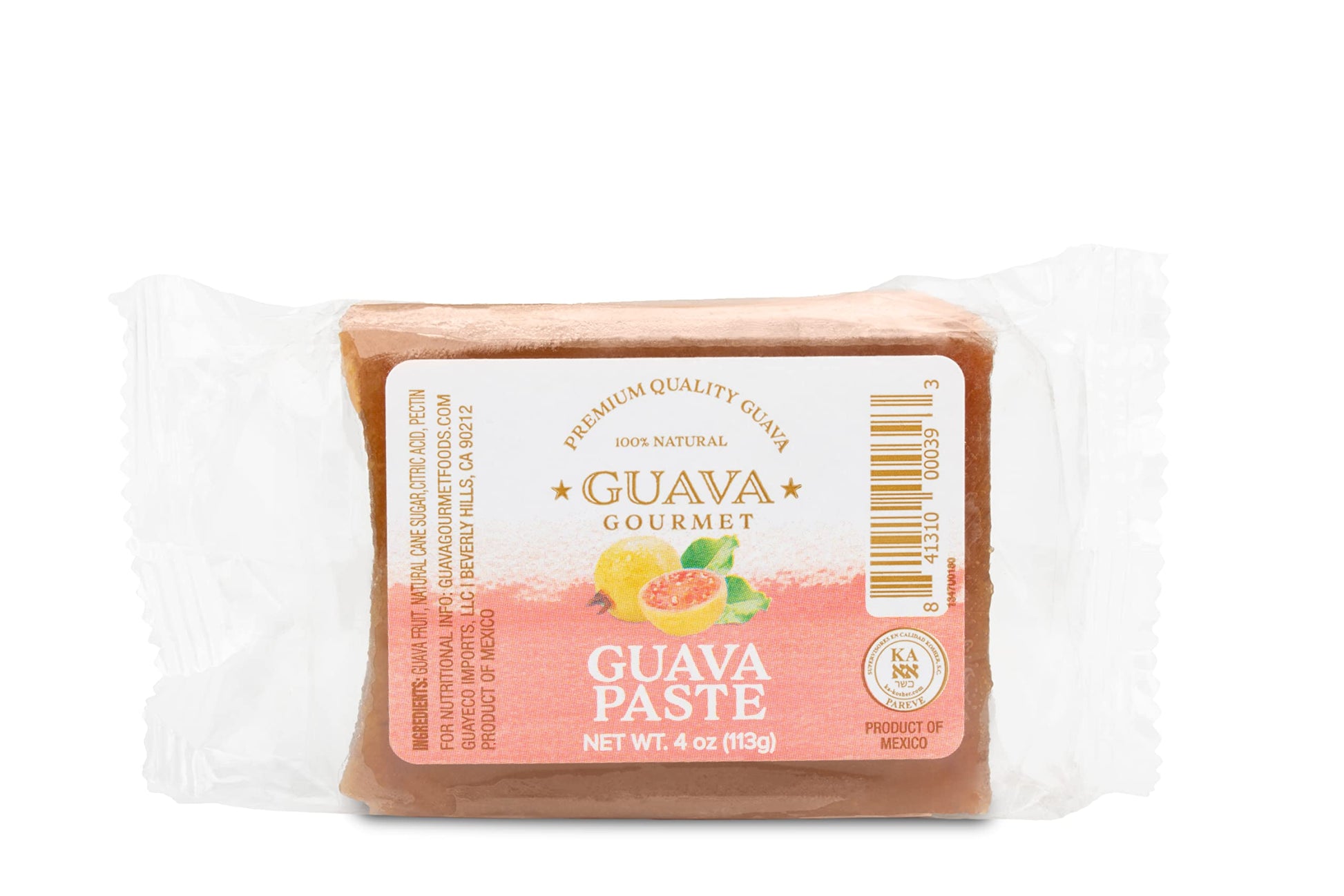 Guava Gourmet Guava Paste (4 Oz. Bar - 4 Pack), Fresh Guava Fruit Preserves, All- Natural, Non-Gmo, Vegan, Gluten And Cholestero