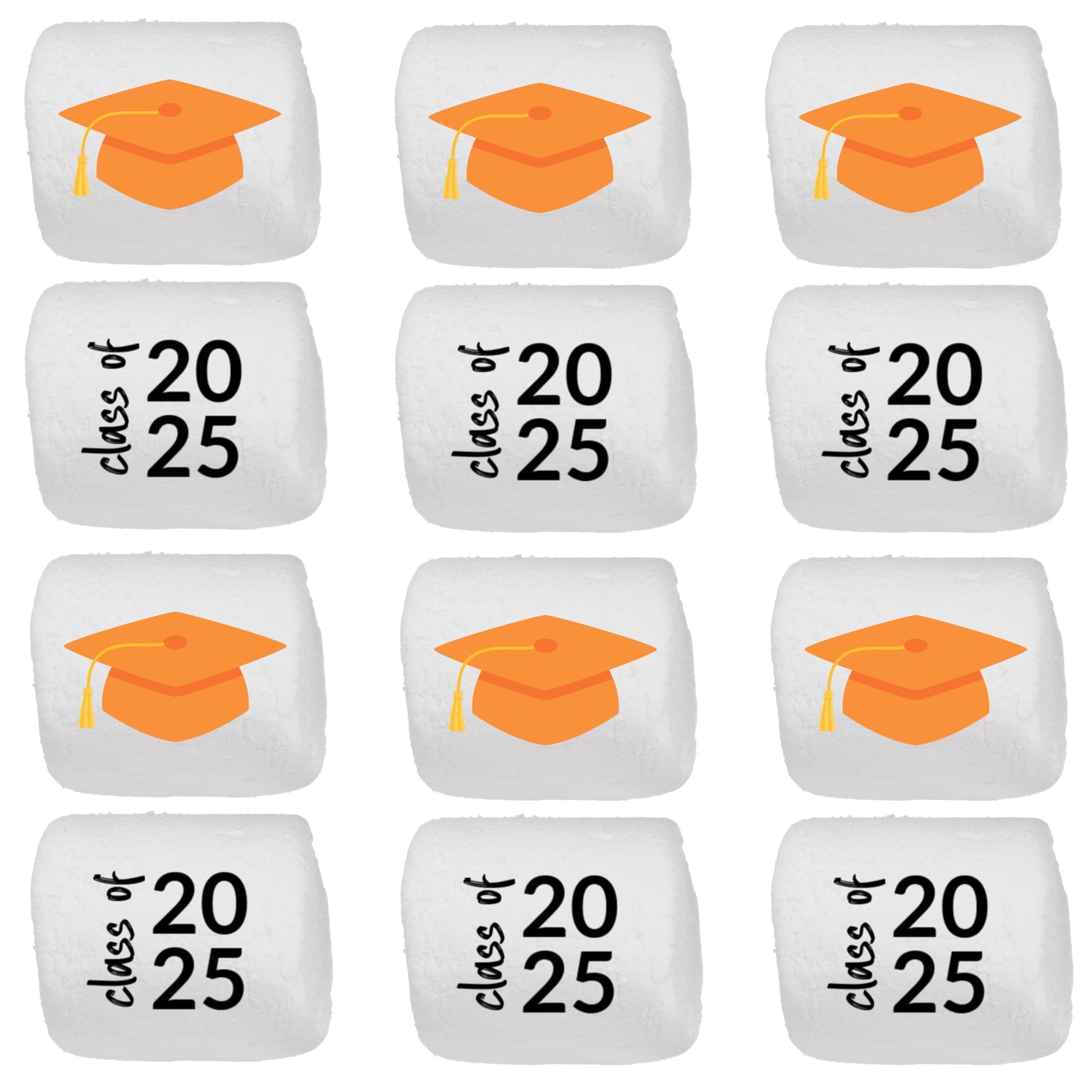 Candy With A Twist Jumbo Marshmallows - Individually Wrapped - Class of 2025 - 12 Count - Orange