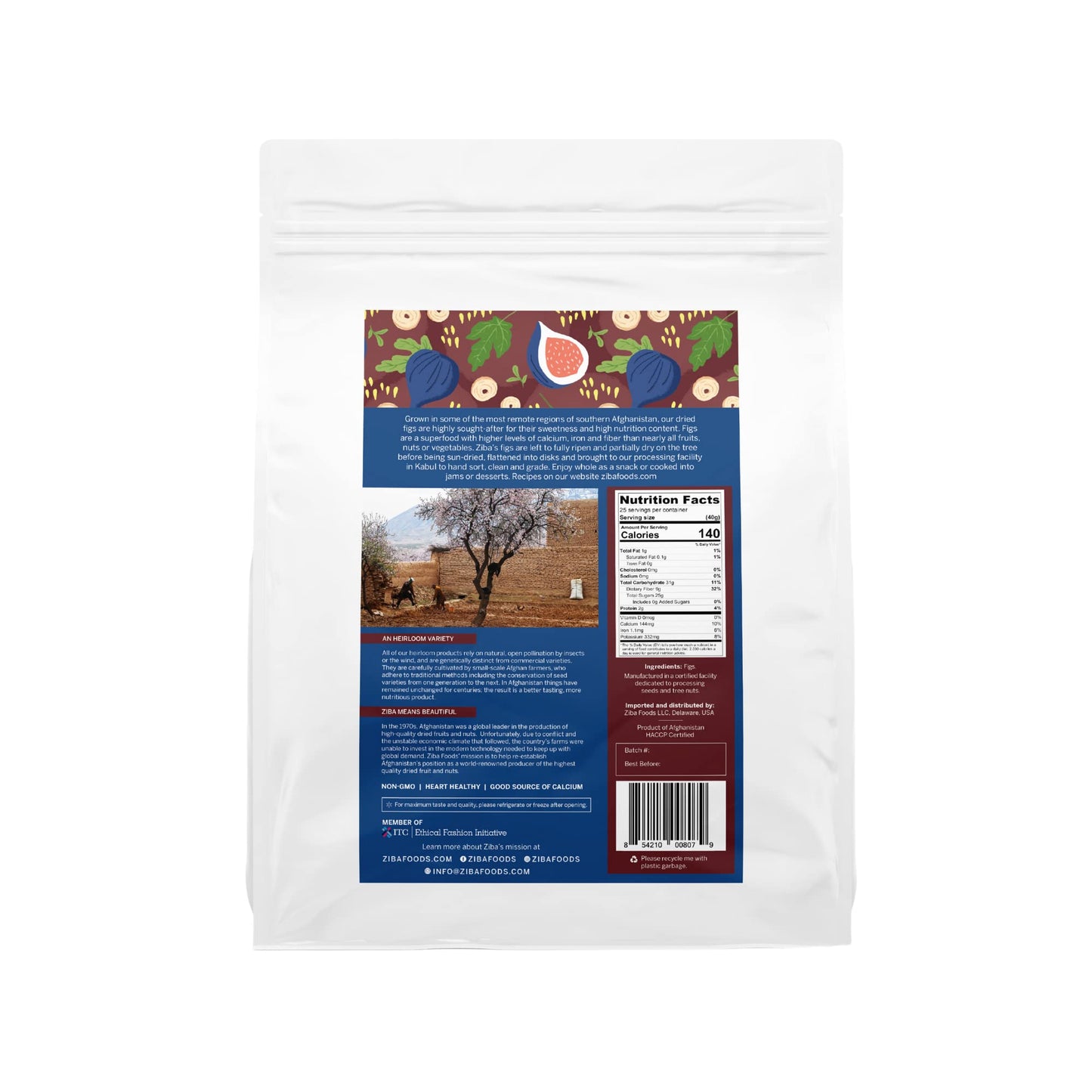Ziba Foods Sun Dried Figs | 2.2 Lbs | No Sugar Added Non-Gmo, Gluten Free Dried Fig Snack | Vegan Figs Dried Fruit Easy To Seal