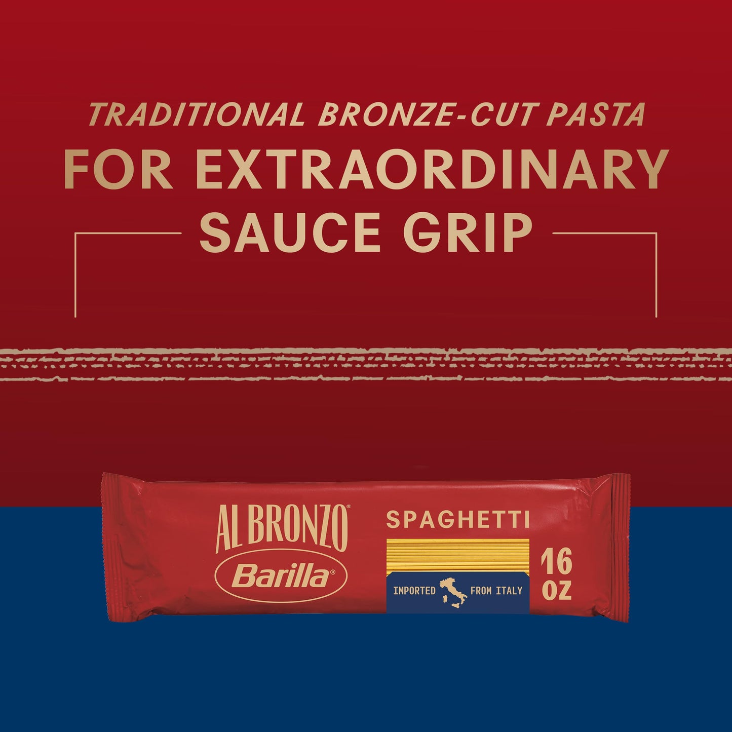 Barilla Al Bronzo Spaghetti Pasta (1 lb)  Bronze Cut Pasta Created fromwell-made Durum Wheat  Imported from Italy  Non-GMO  Kosher