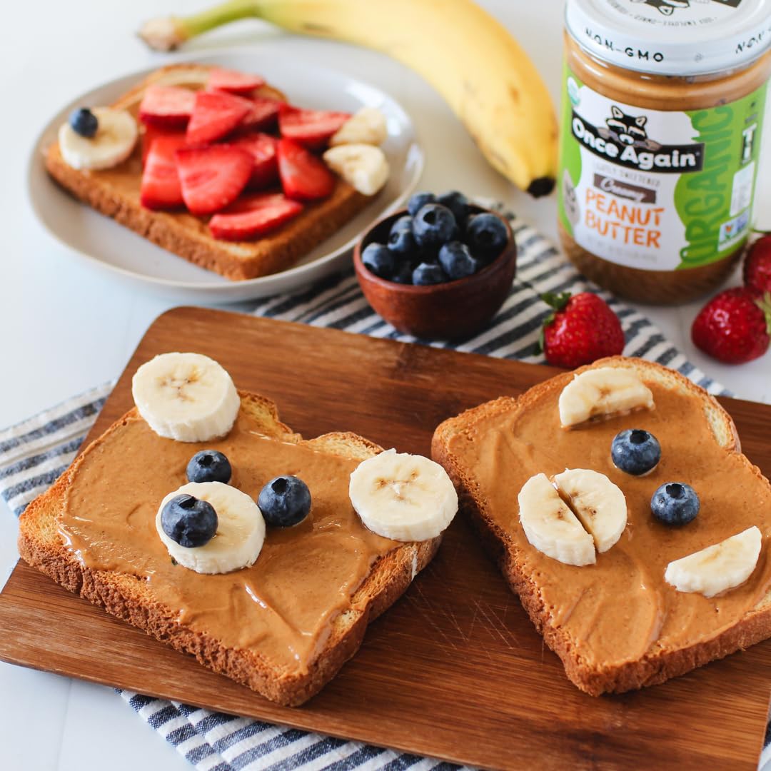 Once Again Organic Creamy Peanut Butter, 16oz - No Stir - Lightly Sweetened & Salted - USDA Organic, Gluten Free Certified, Vega