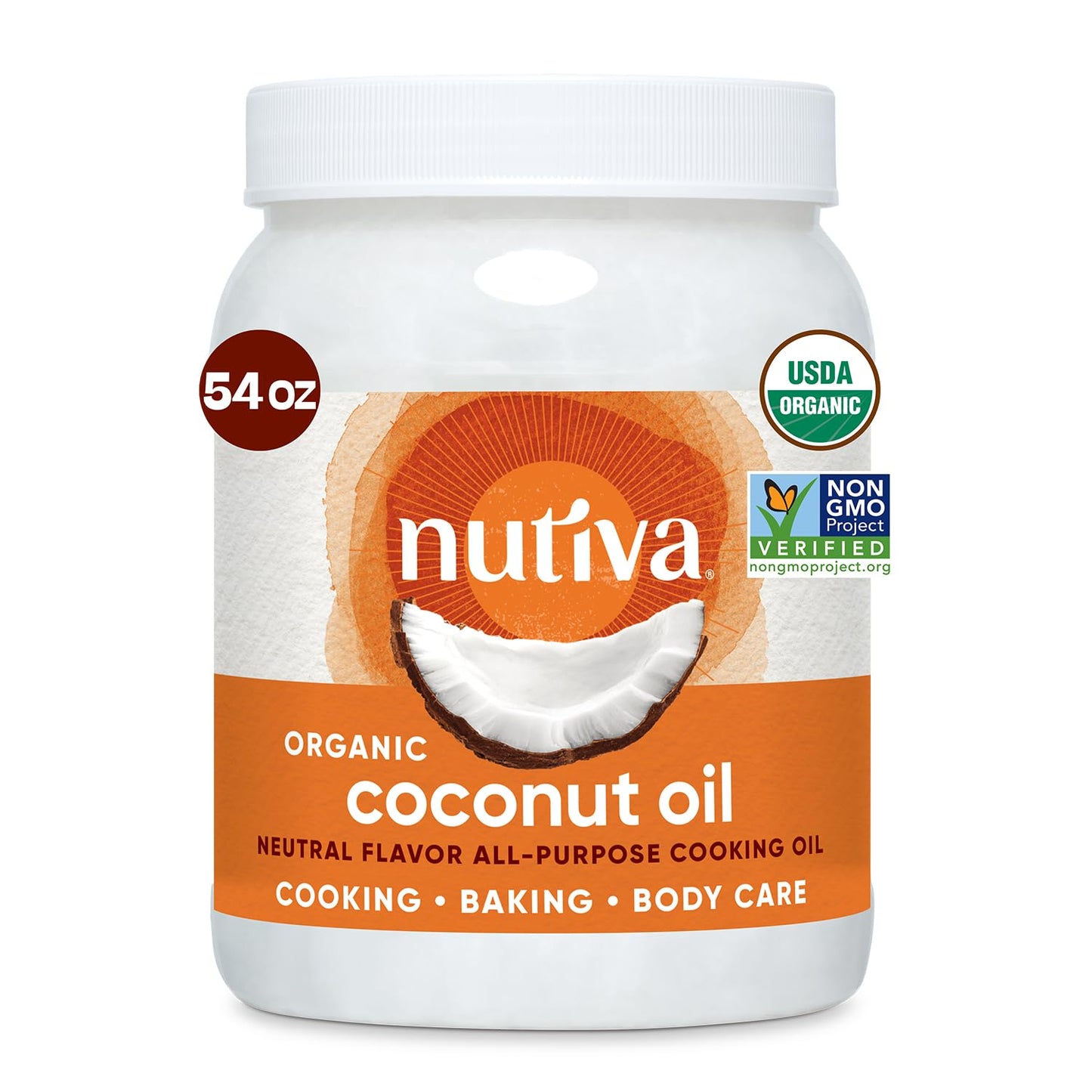 Nutiva Organic Steam-Refined Coconut Oil, 54 Fl Oz, USDA Organic, Non-GMO, Vegan, Keto, Paleo, Neutral Flavor and Aroma for Cook