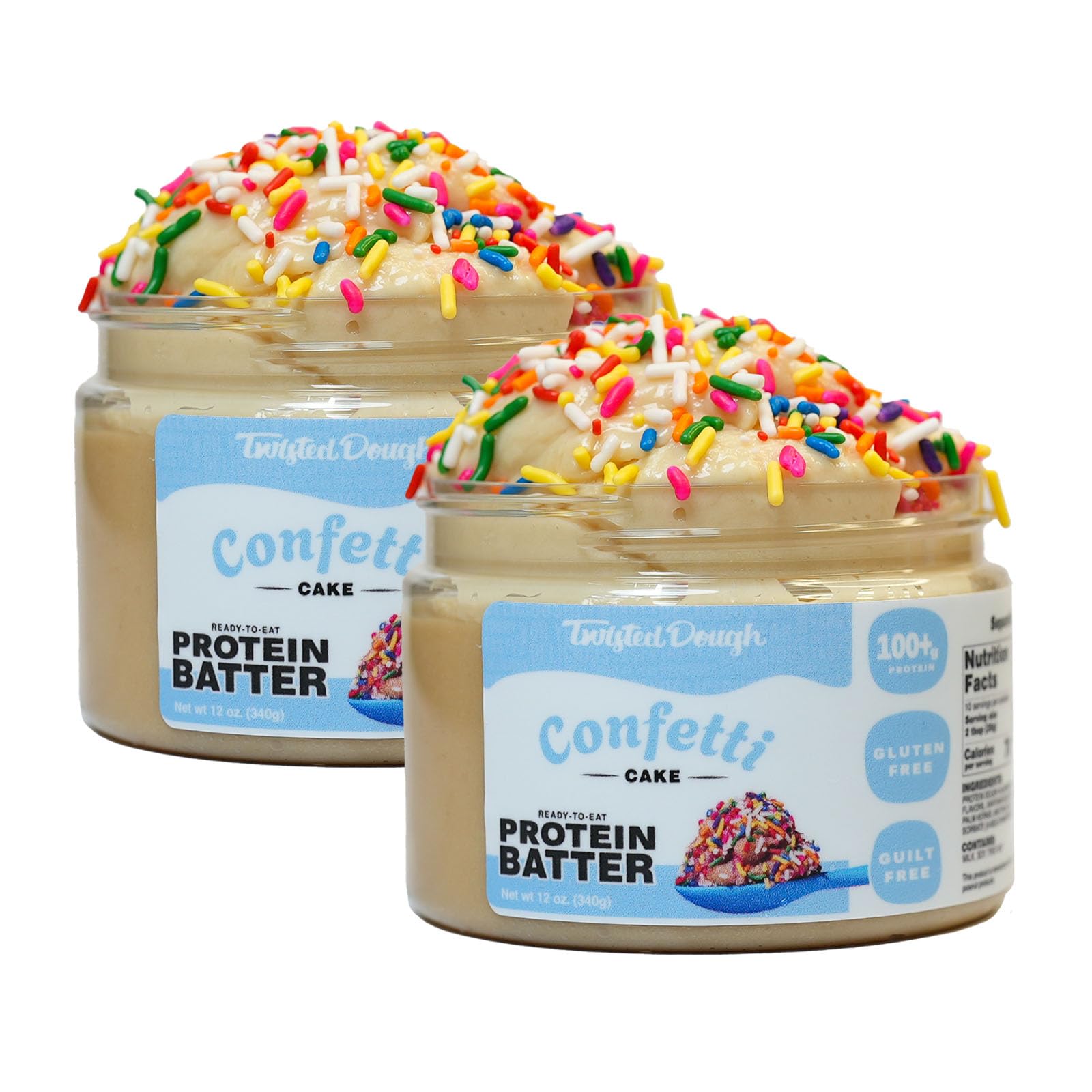 Twisted dough - 2 Pack Confetti Batter Protein Cookie Dough | Healthy Ready to Eat Dessert | 100 Grams Of Whey Protein In Each J