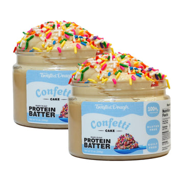 Twisted dough - 2 Pack Confetti Batter Protein Cookie Dough | Healthy Ready to Eat Dessert | 100 Grams Of Whey Protein In Each J