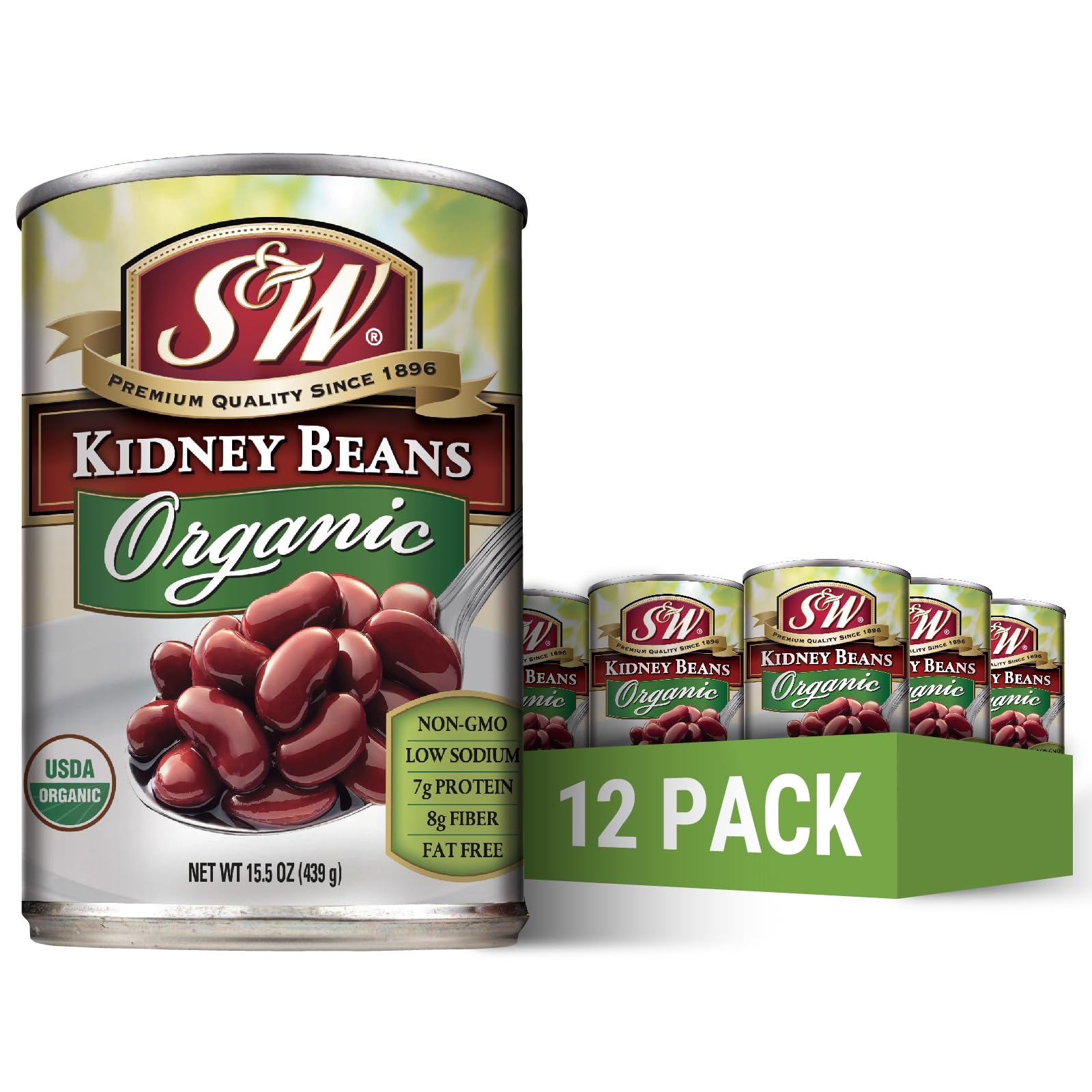 S&W - Organic Kidney Beans - 15.5 Oz. Can (Pack Of 12)