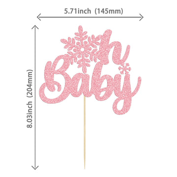 1Pc Snowflake Oh Baby Cake Topper Glitter Baby Shower Snowflake Cake Pick Decorations For Winter Snowflake Theme Baby Shower Kid