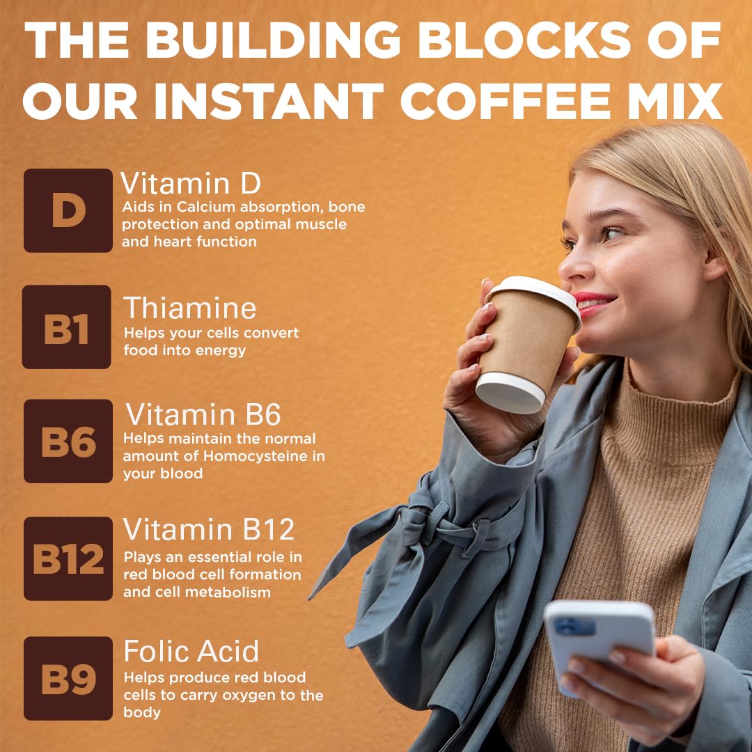 Keto Vitals Instant Keto Coffee Powder - 30 Servings - Low-Calorie Vanilla Sweetened Coffee with Keto-Friendly Creamer
