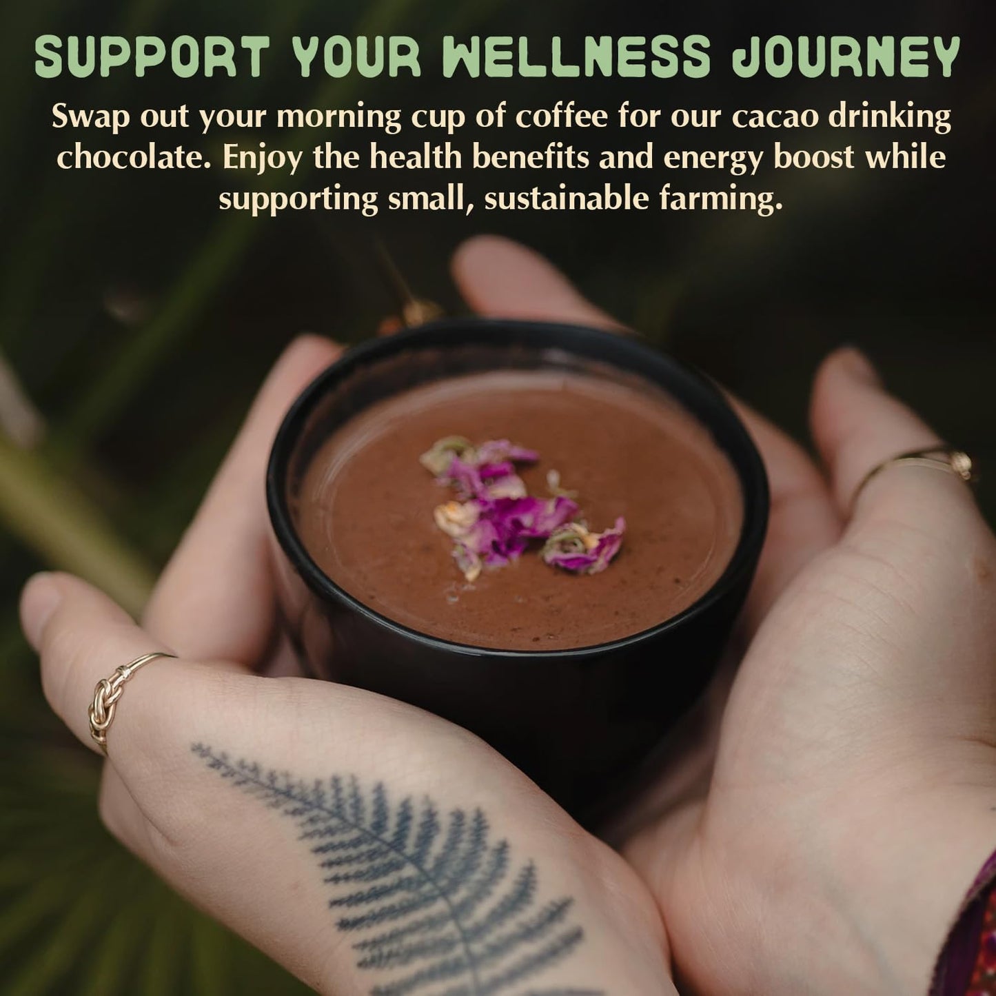 Organic Ceremonial Cacao Beverage Mix - Pure Ceremonial Grade Cacao Sustainably Sourced from Guatemala, Dark Chocolate Powder Su
