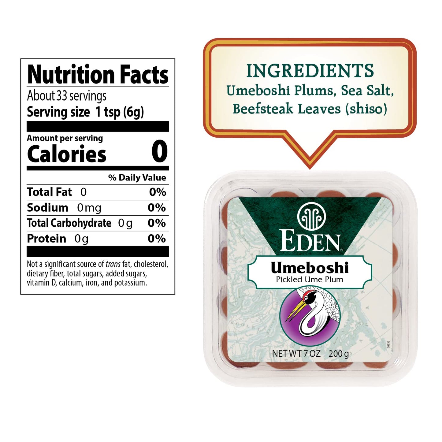 Eden Umeboshi Plum, Japanese Pickled Plum, Whole, Traditionally Made, No MSG, No Chemical Additives, 7.05 oz (2-Pack)