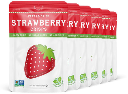 Natures Turn Freeze-Dried Strawberry Crisps - Healthy, Gluten-Free, Crispy & Delicious, Plant-Based Snack, Ideal for Cereal, Smo