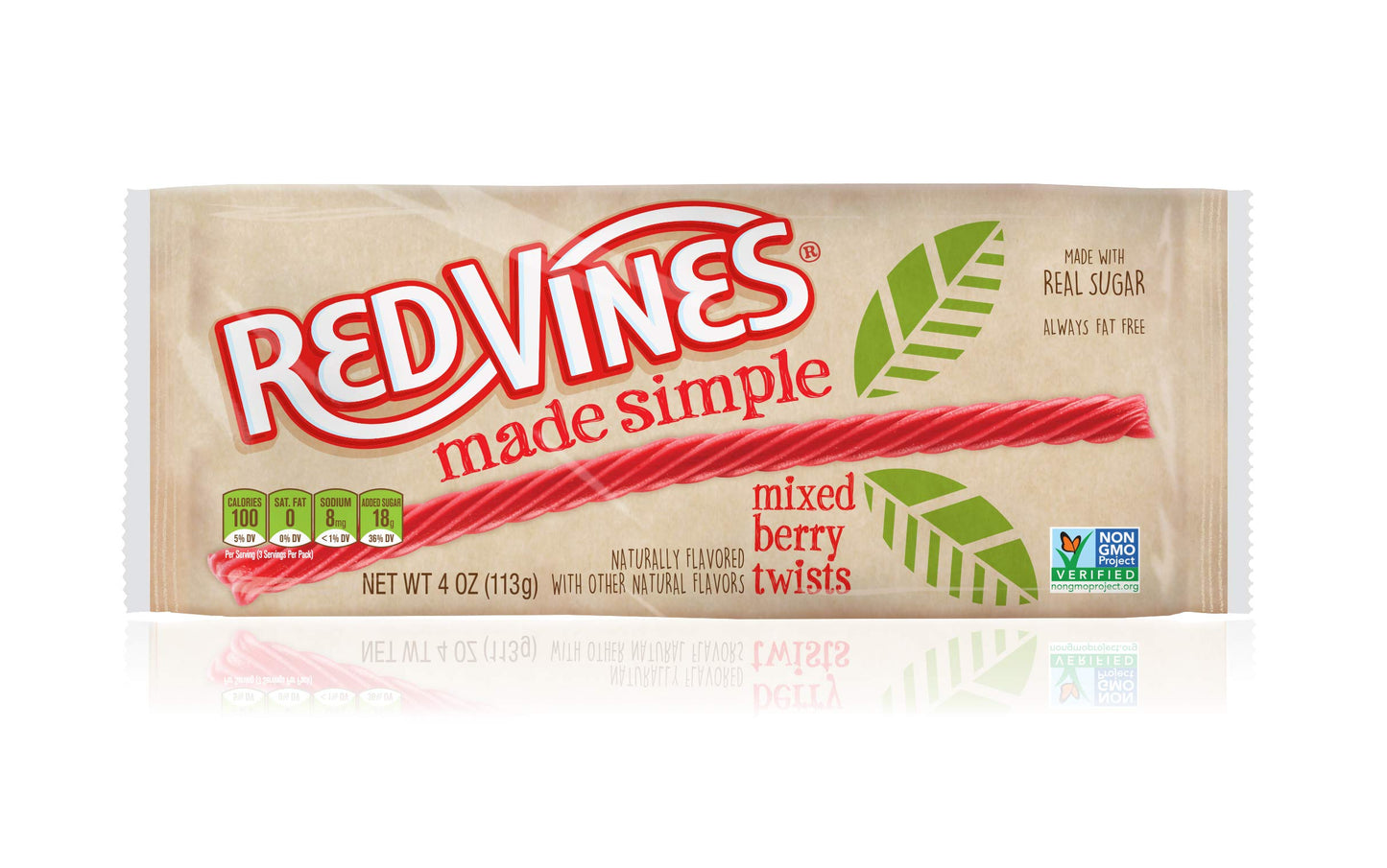 Red Vines Made Simple Licorice, Mixed Berry Flavored Twists, 4oz Tray (12 Pack), Soft & Chewy Candy, Assorted (50204)
