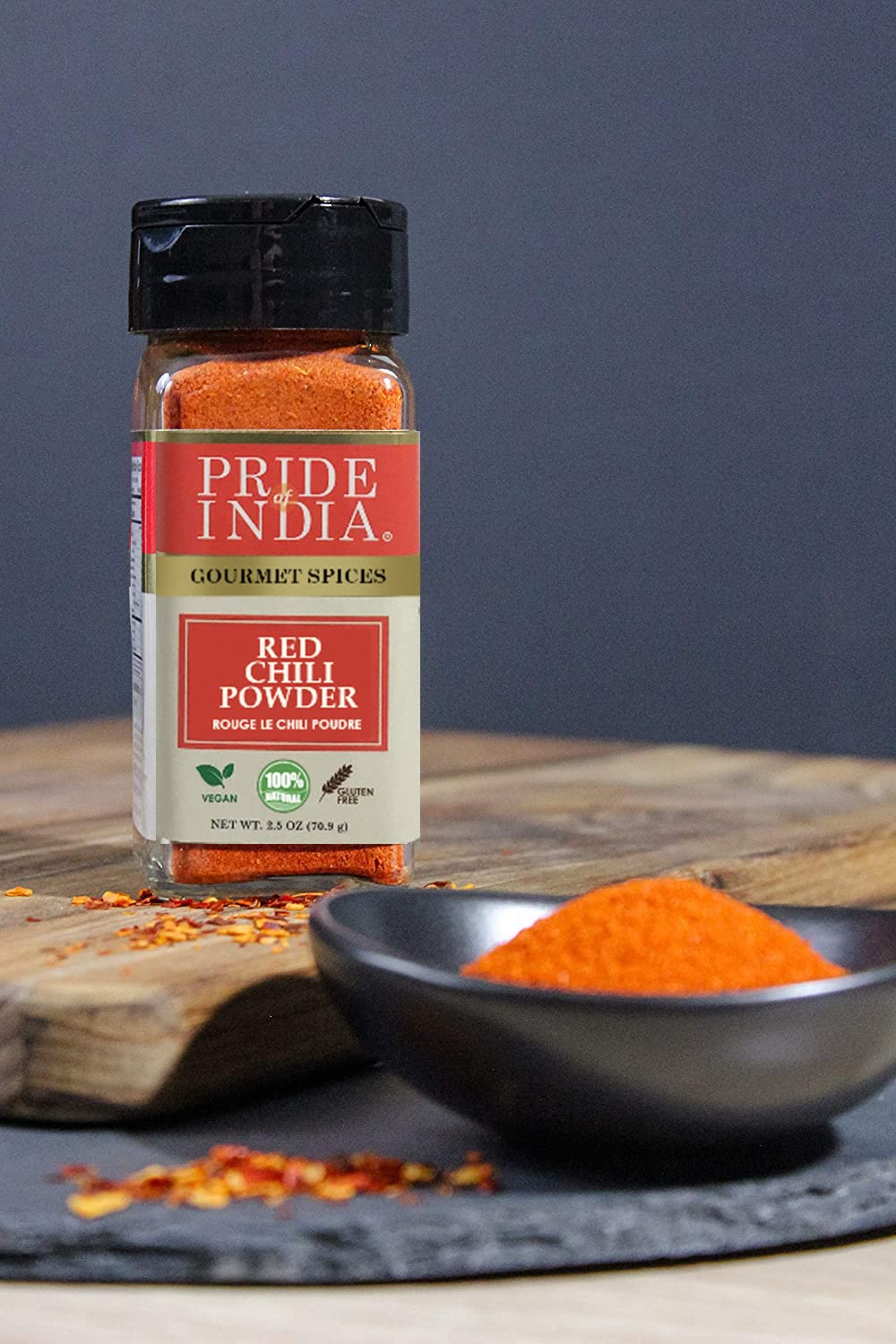 Pride Of India | Red Chili Ground 2.1 Oz (59 Gm) Small Dual Sifter Jar | Traditional Indian Spice | Ideal For Gourmet & Savory Dishes Dishes | Non-Bioengineered, Gluten Free | Easy To Use