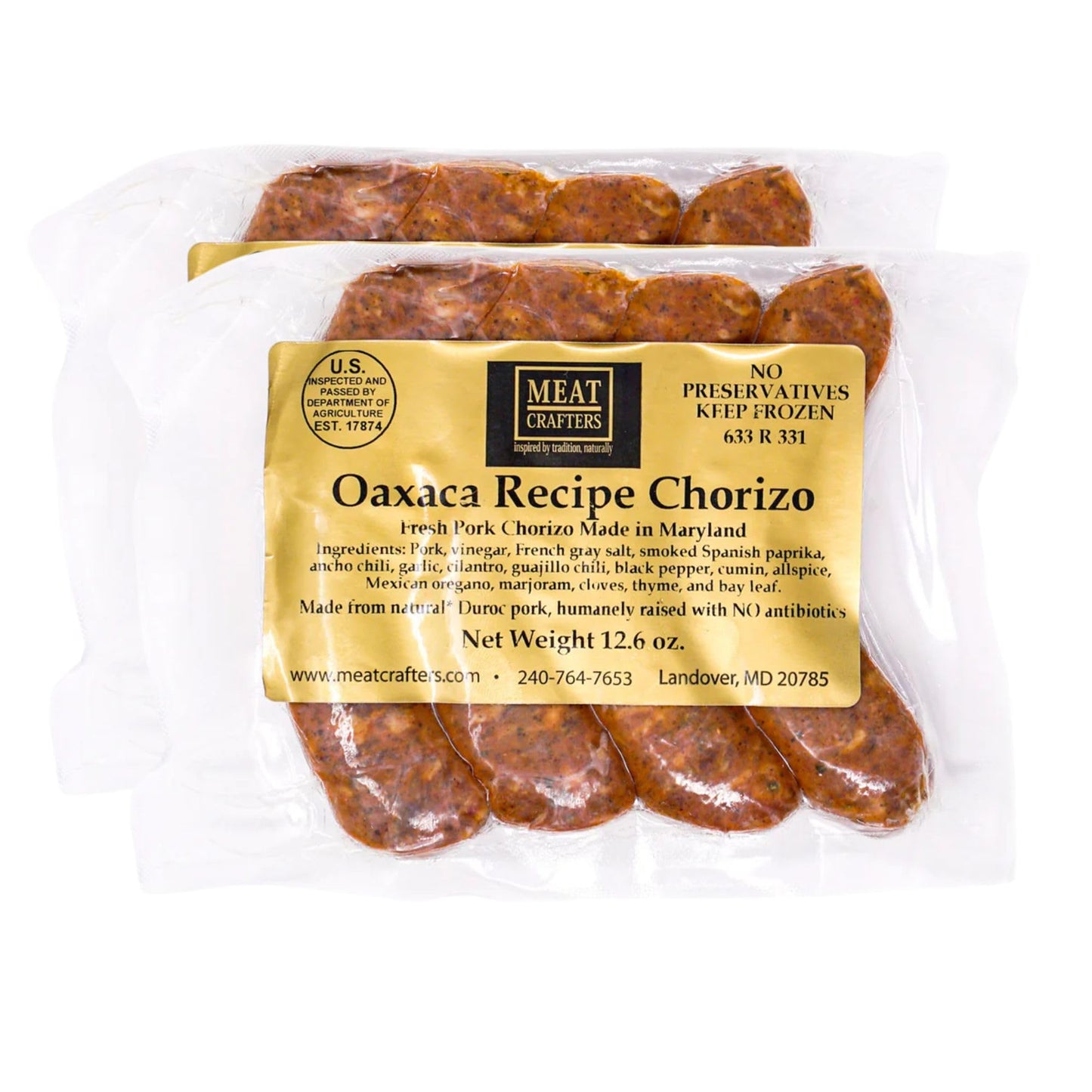 MeatCrafters Oaxaca Mexican Chorizo Sausage, No Antibiotics, Preservative Free, 12.6oz (2-Pack, 8 Total Links)