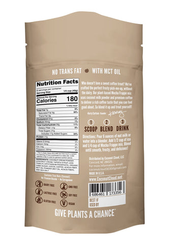 Coconut Cloud Mocha Frappe Iced Coffee Mix, Dairy Free & Vegan, 6 Servings