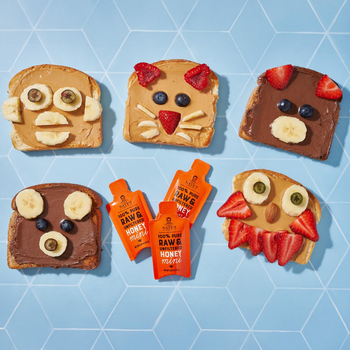 Nate'S Honey Minis - Single-Serve 100% Pure, Raw & Unfiltered Honey - 0.49Oz Packets, 20Ct Box