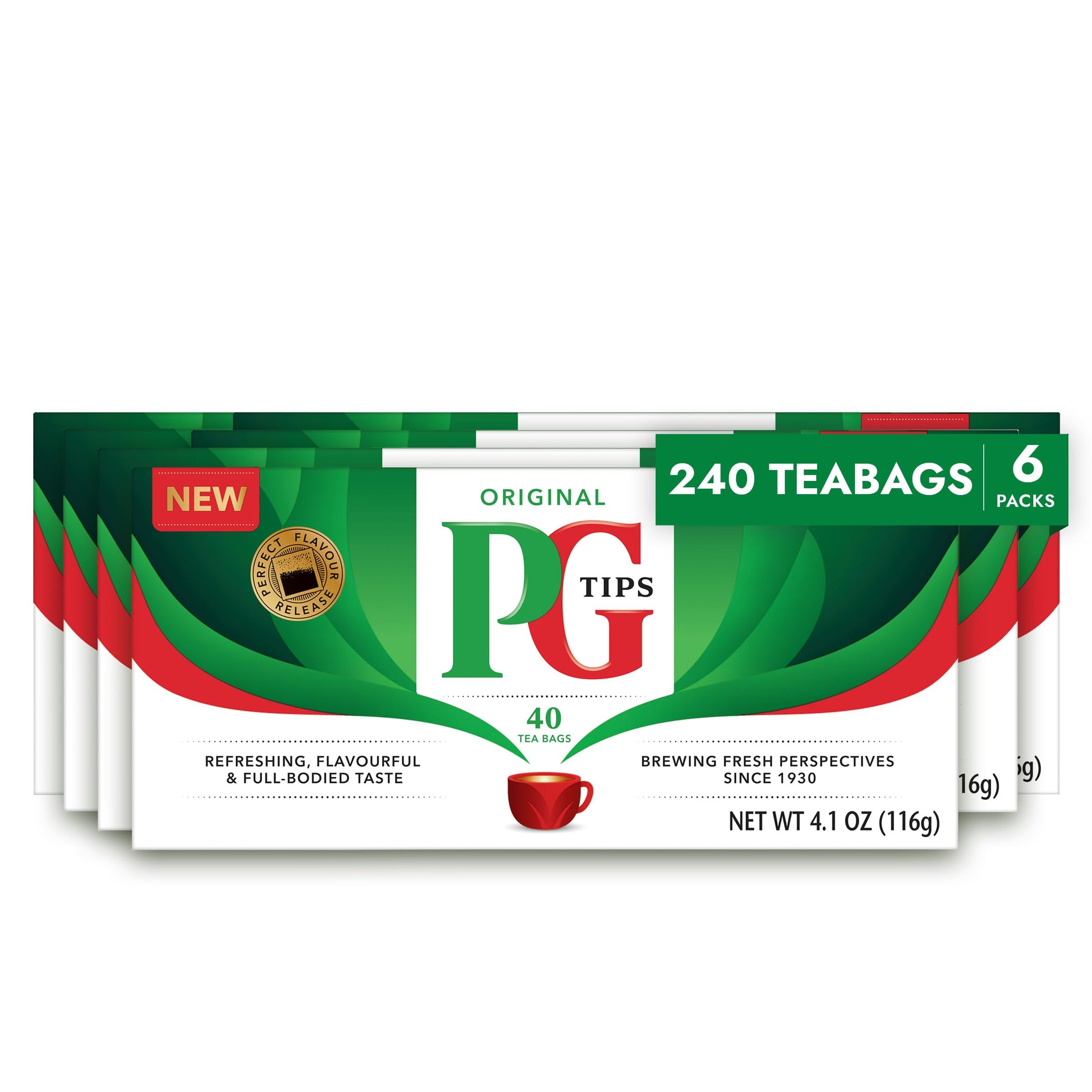 PG Tips Premium Black Tea, Pyramid Tea Bags, 40 Count (Pack of 6), Model 8712566865505