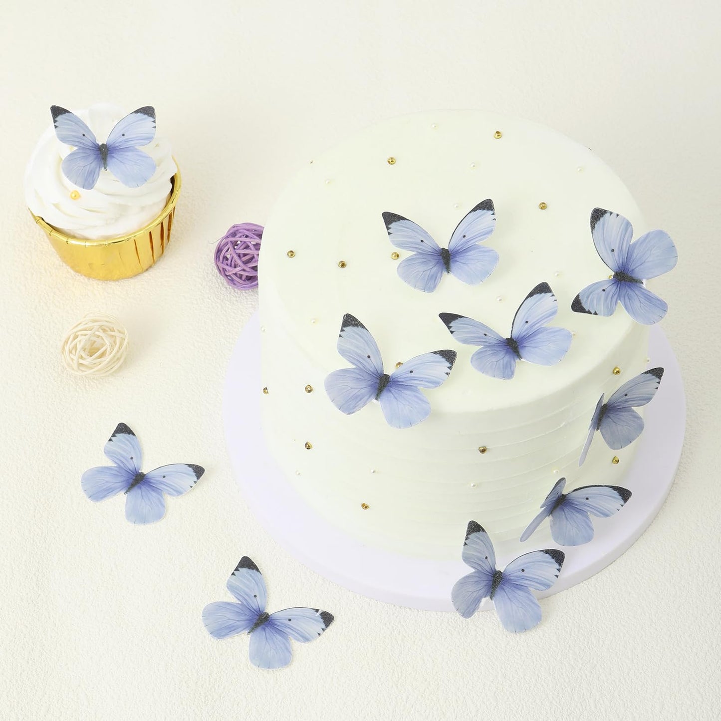 50Pcs Edible Butterfly Cake Decorations Wafer Paper Butterflies Cake Cupcake Toppers For Women Girls' Birthday Anniversary Weddi