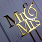 JIEEIN Mr and Mrs Cake Topper, Bride and Groom Sign, Mirror Gold Acrylic, 1 Count, Model NJ-0498
