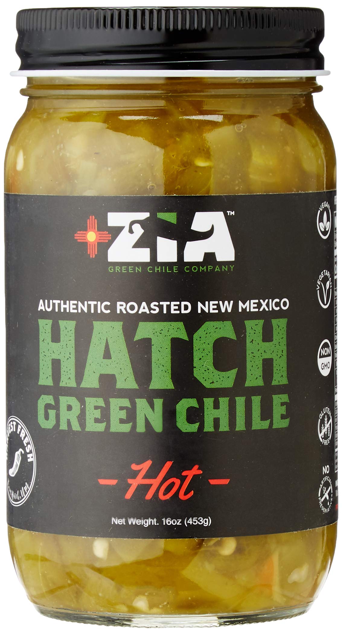 Zia Green Chile Company Original Hatch Green Chile - Flame-Roasted & Diced, Vegan & Gluten-Free, 16oz