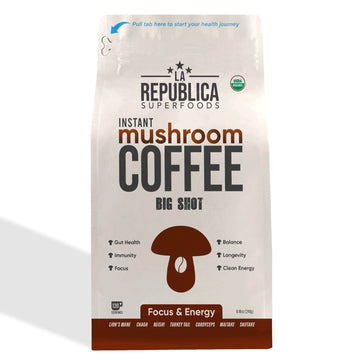 La Republica Big Shot Organic Mushroom Coffee (120 Servings) W/ 7 Superfood Shrooms, Instant With Lion'S Mane, Reishi, Chaga, Cordyceps, Shiitake, Maitake, Turkey Tail [Reg]