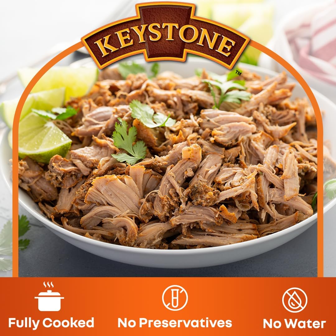 Keystone Meats All Natural Heat And Serve Canned Pork 14.5 Oz Fully Cooked Shelf Stable Canned Meat Emergency Survival Meals Can