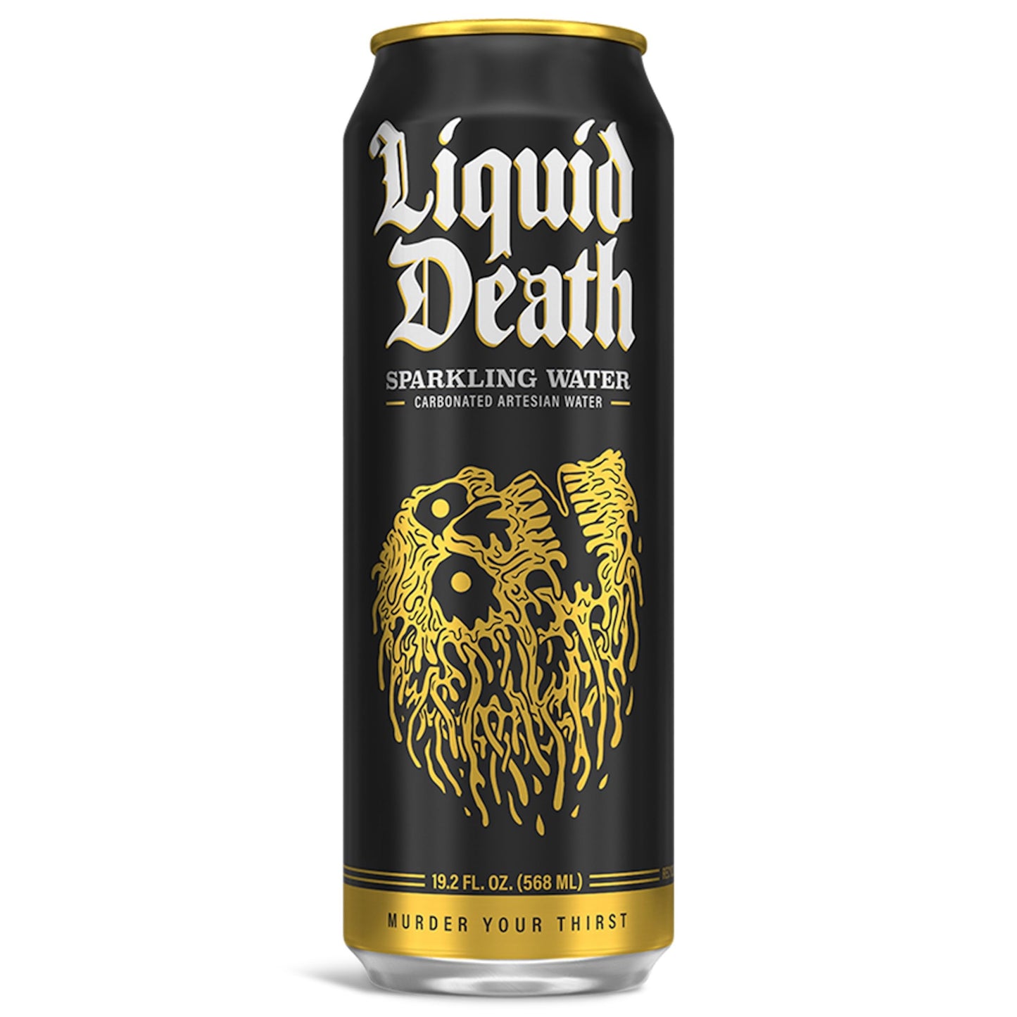 Liquid Death Sparkling Mountain Water, 19.2oz Cans, 8-Pack, Infinitely Recyclable, American Made