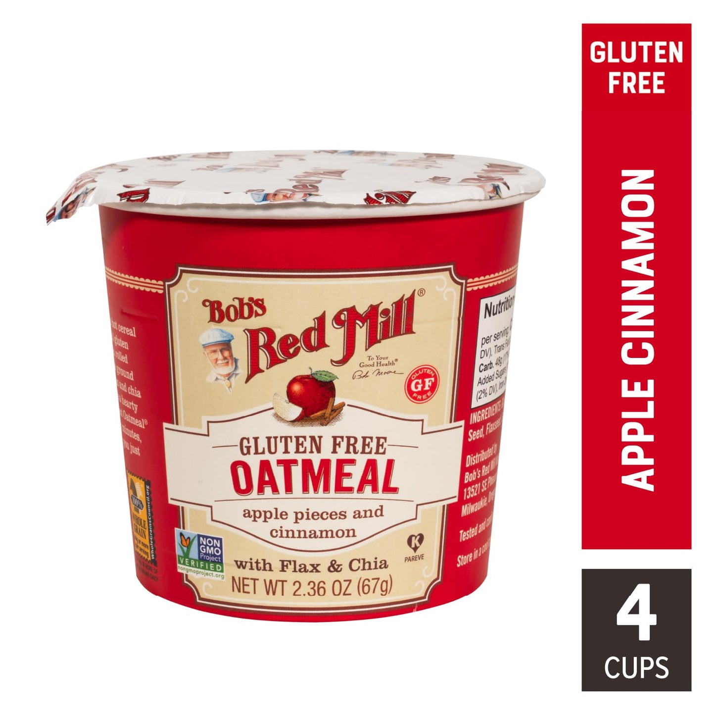 Bob'S Red Mill Oatmeal Cup Variety Pack (Classic, Maple, Apple), 1 Cup (Pack Of 12) - Non Gmo, Whole Grain, Kosher